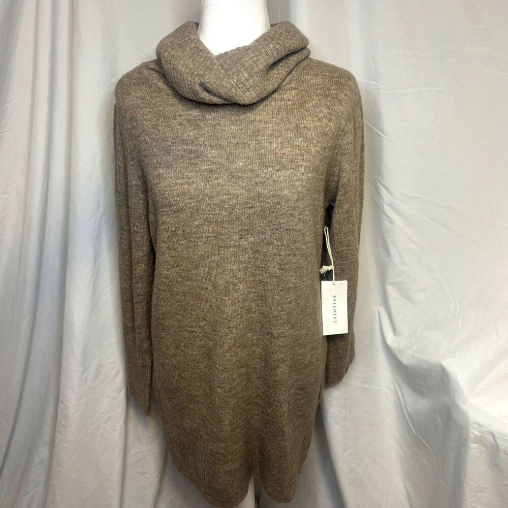 Dreamers By Debut Mocha Cowl Neck Comfy Sweater Long Sleeve Womens NWT